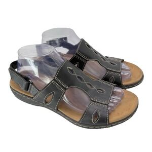Clarks Collection Leather Sandals Leisa Lakelyn Black Size 9M Comfort